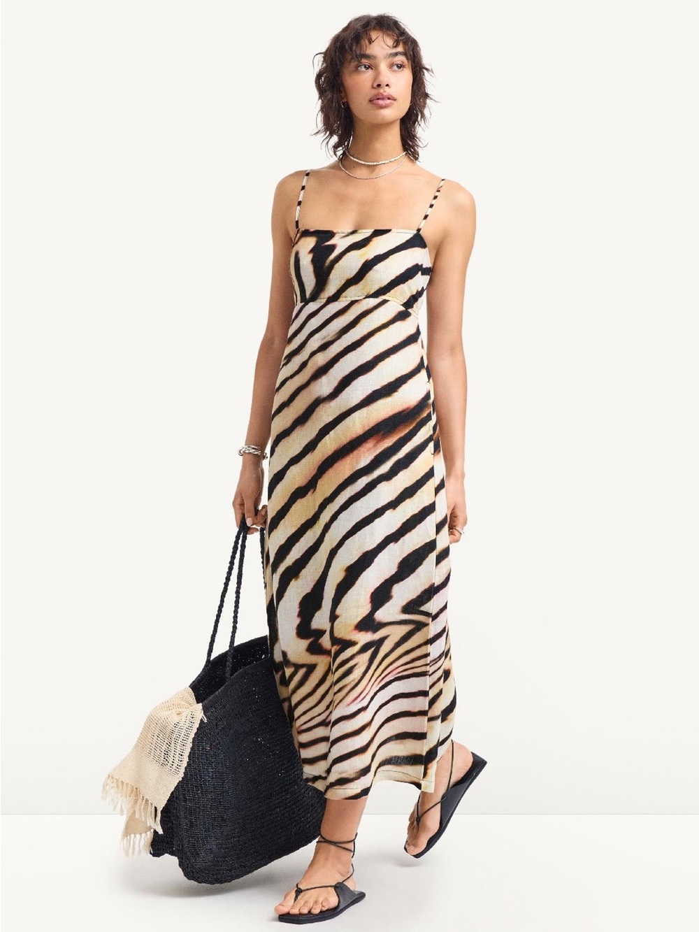 Vitamin A Arden Dress - Shell Stripe Linen - Picture 2 of 15